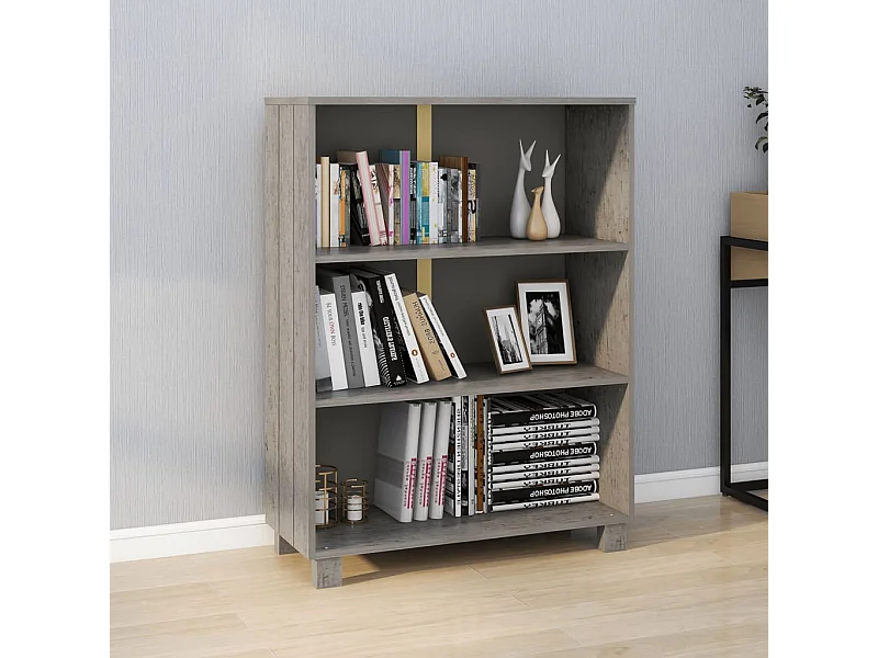 Bibliothèque | Etagère de rangement | Meuble de rangement HAMAR Gris clair 85x35x112 cm Bois de pin massif