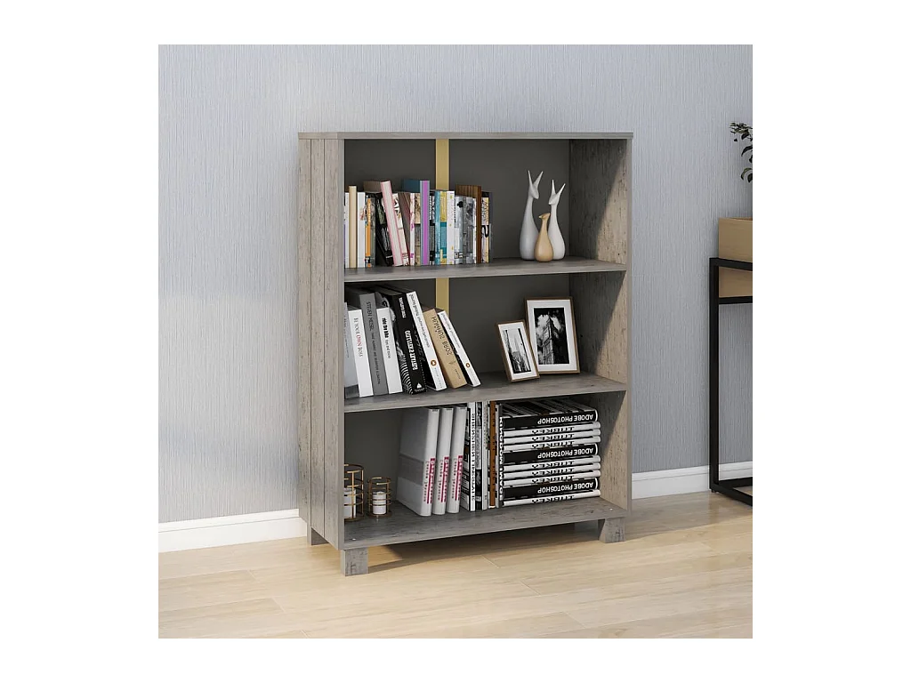 Bibliothèque | Etagère de rangement | Meuble de rangement HAMAR Gris clair 85x35x112 cm Bois de pin massif