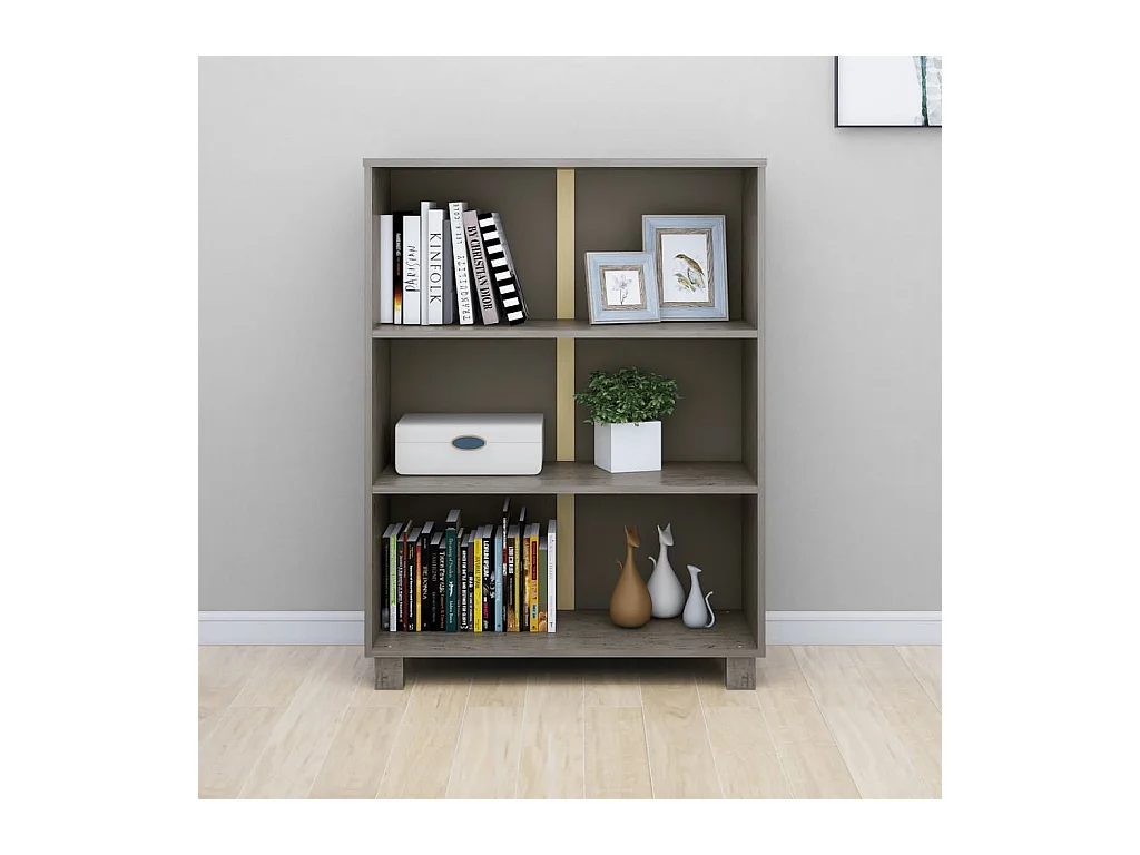 Bibliothèque | Etagère de rangement | Meuble de rangement HAMAR Gris clair 85x35x112 cm Bois de pin massif
