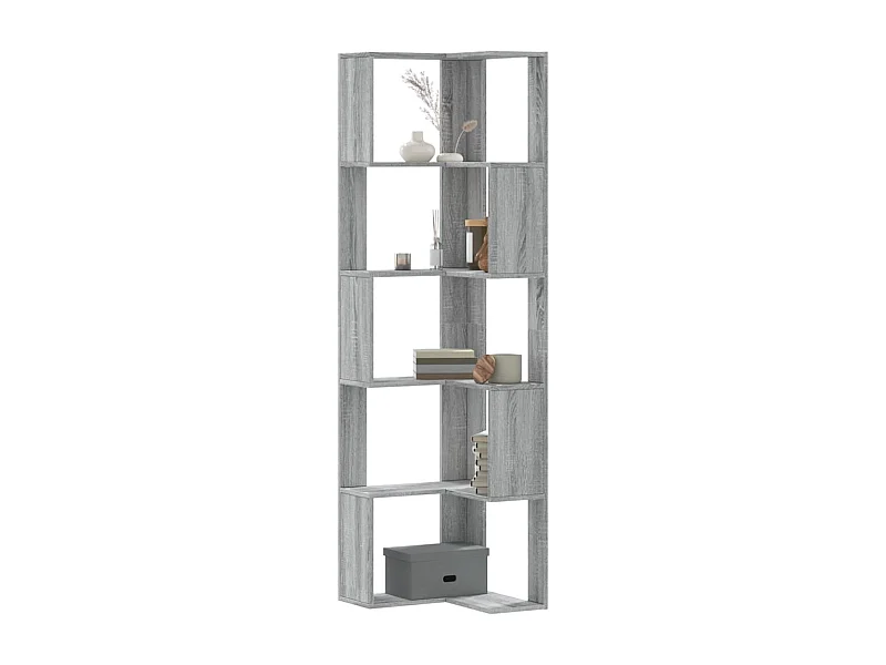 Bibliothèque d'angle | Etagère de rangement | Meuble de rangement à 5 niveaux sonoma gris bois d'ingénierie