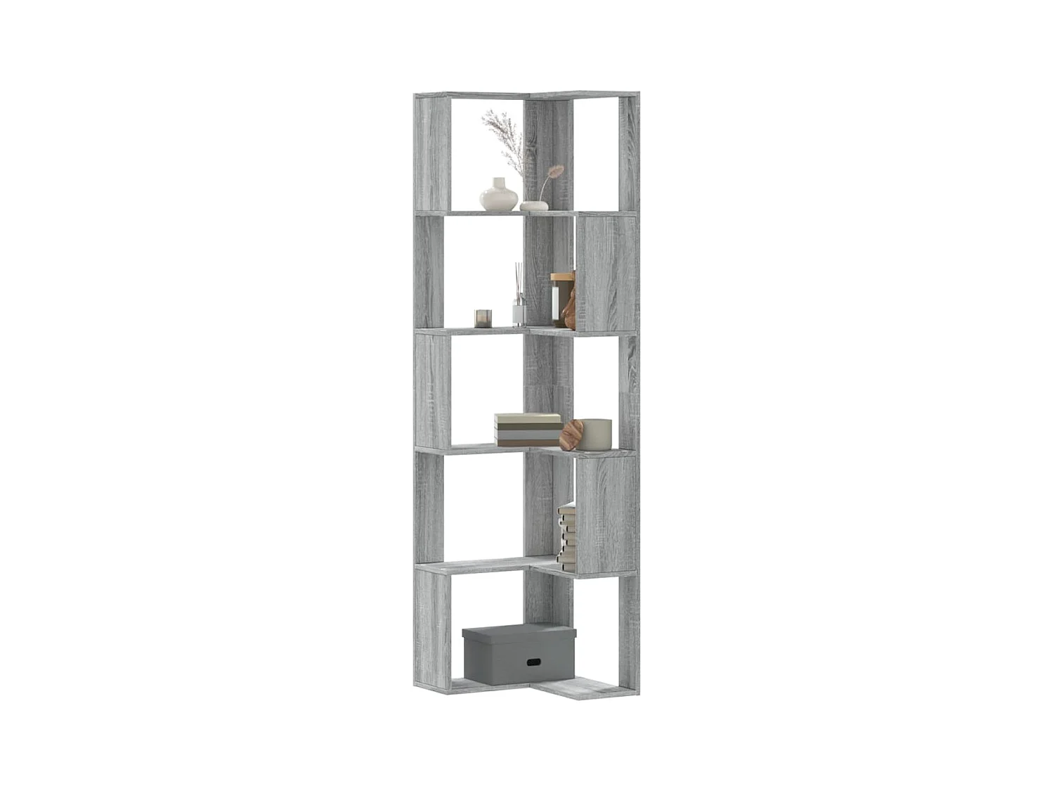 Bibliothèque d'angle | Etagère de rangement | Meuble de rangement à 5 niveaux sonoma gris bois d'ingénierie