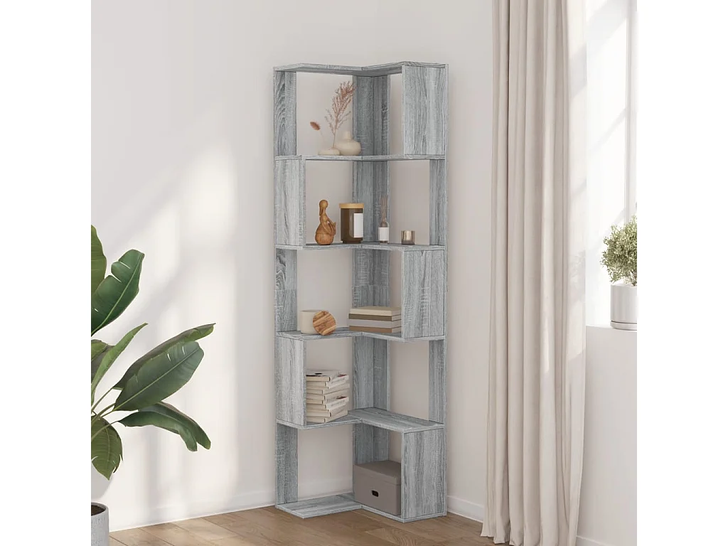 Bibliothèque d'angle | Etagère de rangement | Meuble de rangement à 5 niveaux sonoma gris bois d'ingénierie