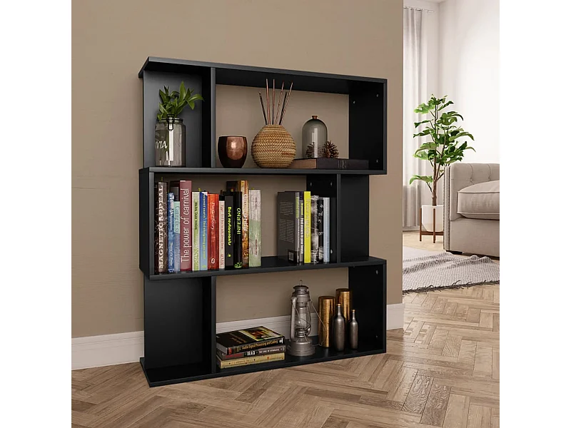 Libreria | Scaffale | Mobile di stoccaggio Divisorio Nero 80x24x96 cm in Legno Multistrato