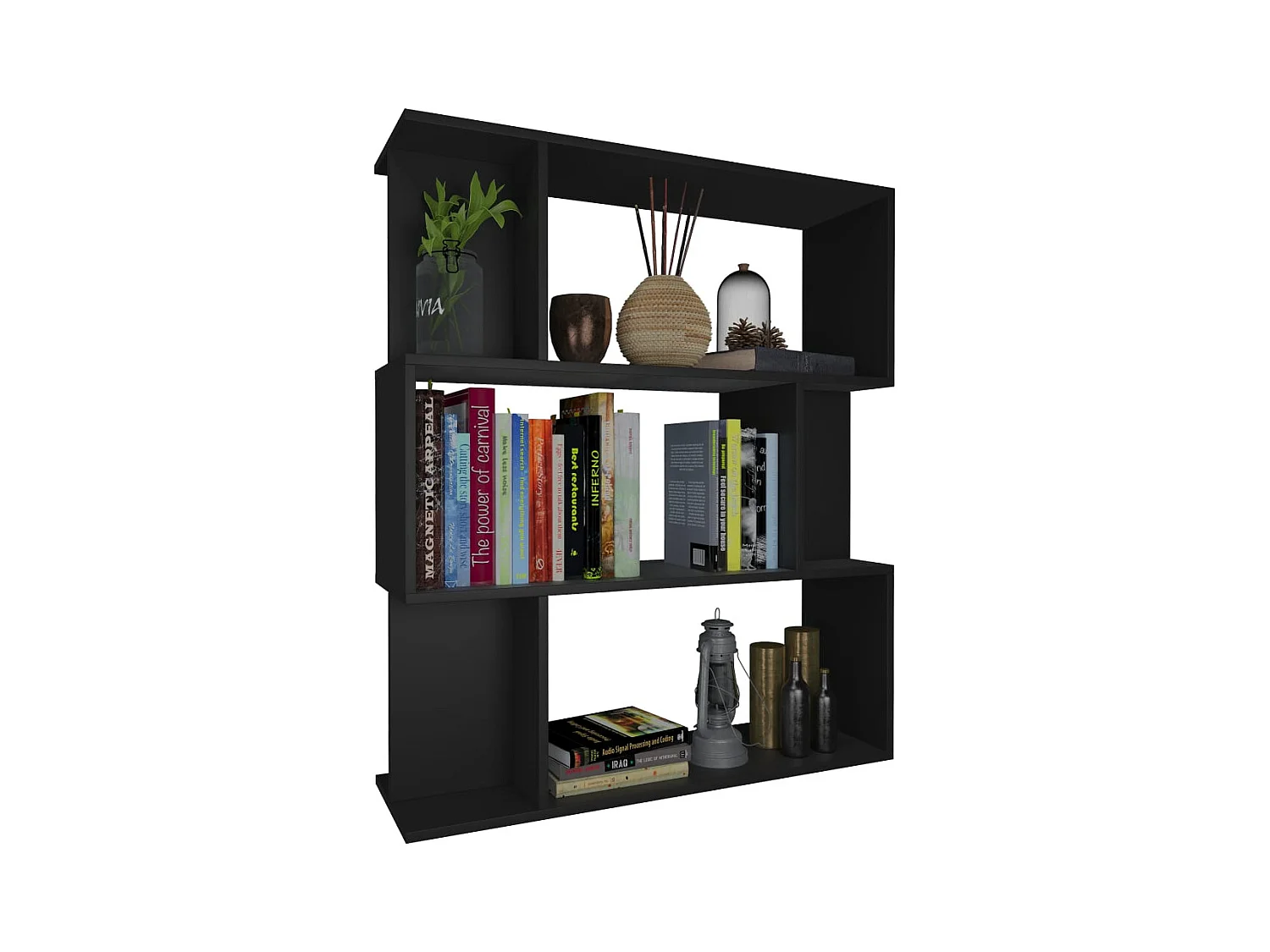 Libreria | Scaffale | Mobile di stoccaggio Divisorio Nero 80x24x96 cm in Legno Multistrato