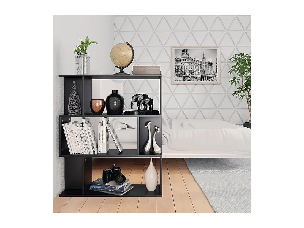 Libreria | Scaffale | Mobile di stoccaggio Divisorio Nero 80x24x96 cm in Legno Multistrato