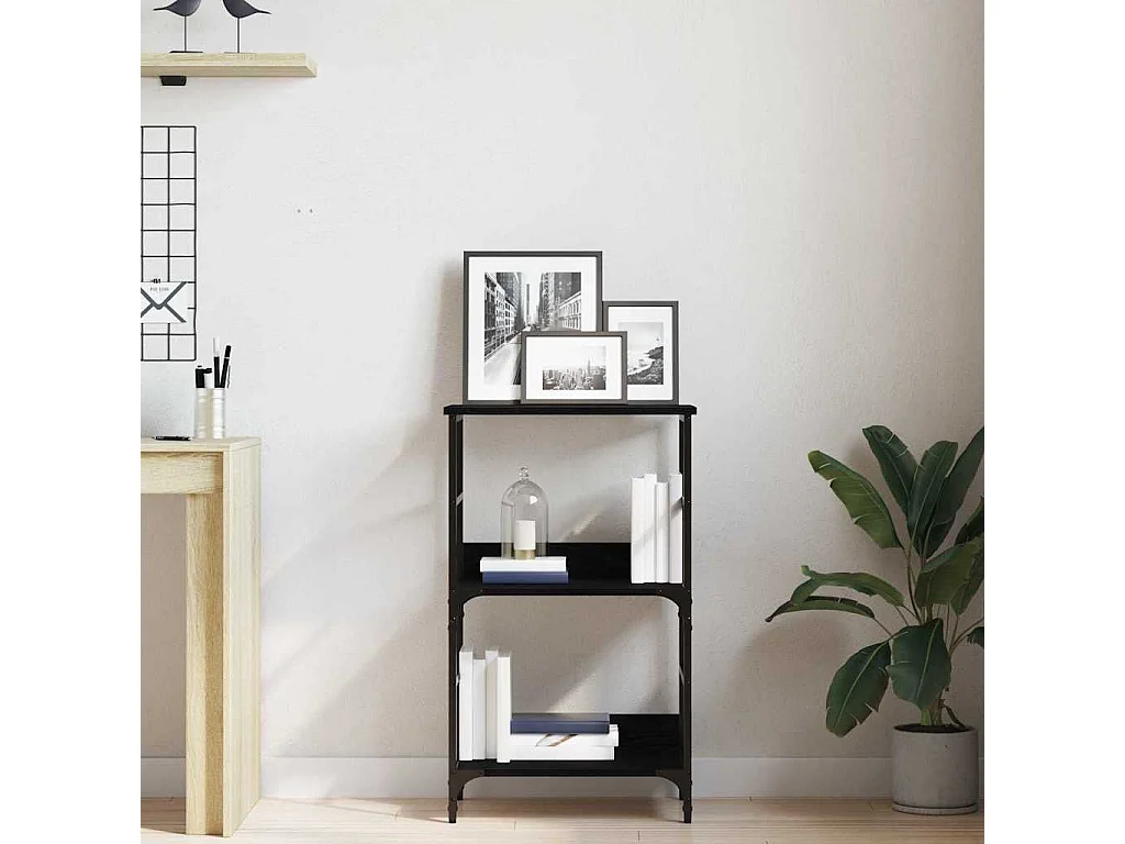 Bibliothèque | Etagère de rangement | Meuble de rangement Chêne Noir 50x33x82 cm Bois d'ingénierie et Acier