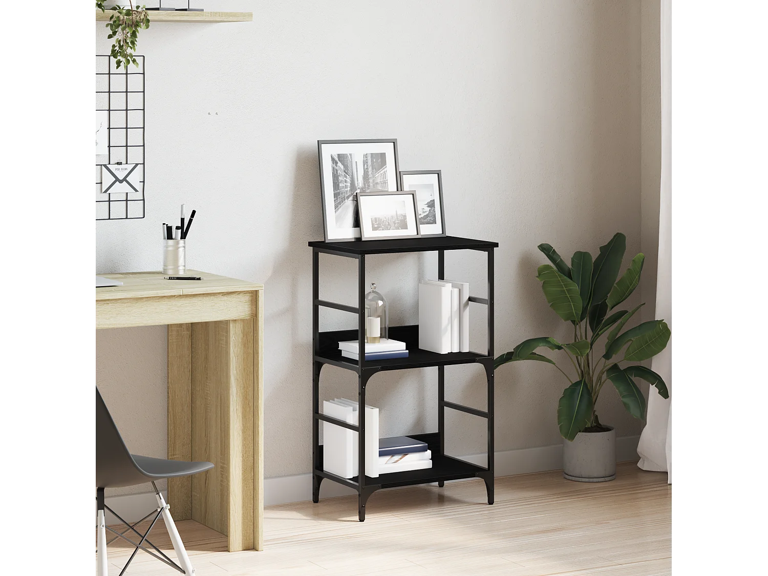 Bibliothèque | Etagère de rangement | Meuble de rangement Chêne Noir 50x33x82 cm Bois d'ingénierie et Acier