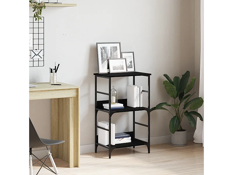 Bibliothèque | Etagère de rangement | Meuble de rangement Chêne Noir 50x33x82 cm Bois d'ingénierie et Acier