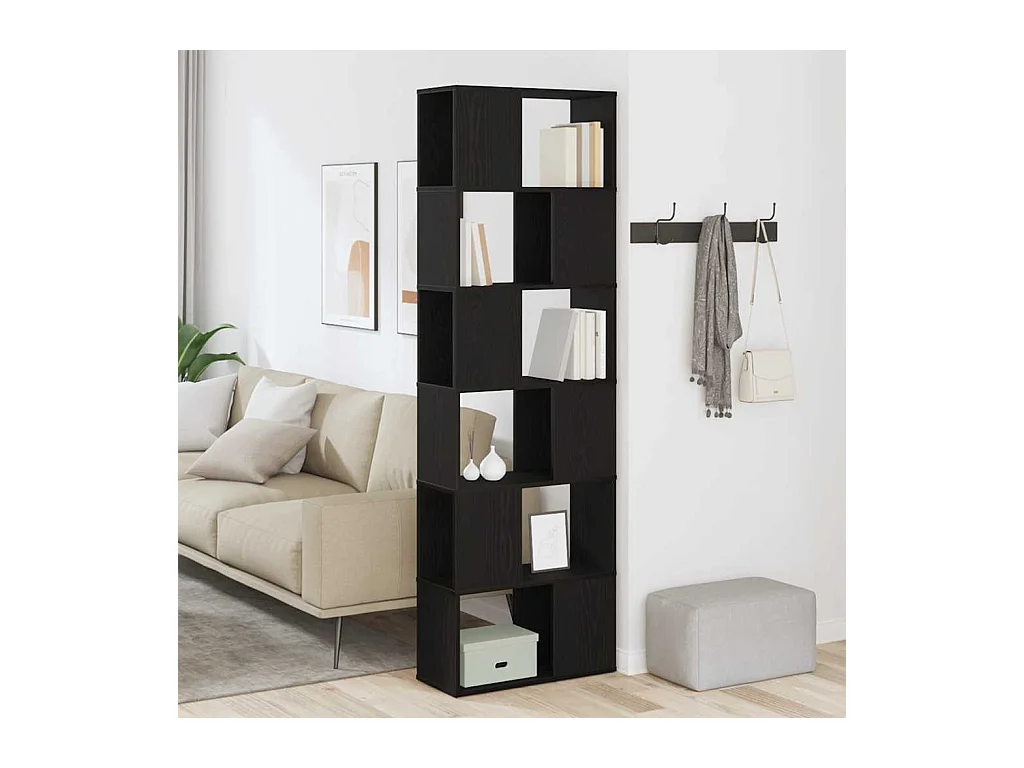 Libreria | Scaffale | Mobile di stoccaggio Divisorio Rovere Nero 60x24x186 cm