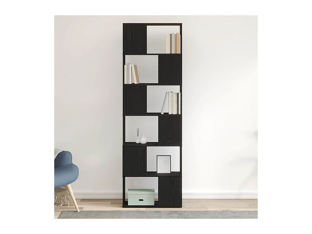 Libreria | Scaffale | Mobile di stoccaggio Divisorio Rovere Nero 60x24x186 cm