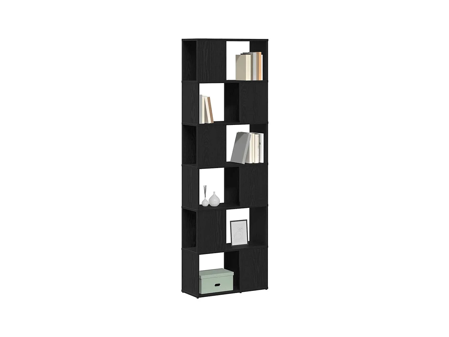 Libreria | Scaffale | Mobile di stoccaggio Divisorio Rovere Nero 60x24x186 cm