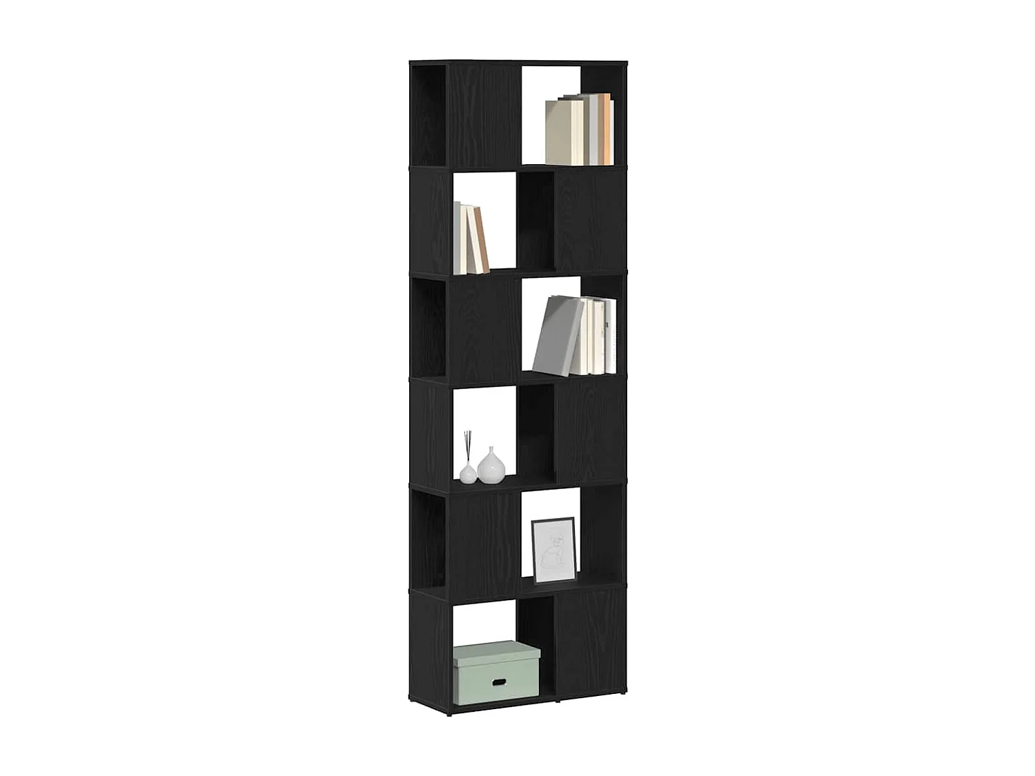 Libreria | Scaffale | Mobile di stoccaggio Divisorio Rovere Nero 60x24x186 cm