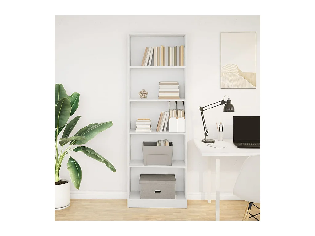 Bibliothèque | Etagère de rangement | Meuble de rangement blanc 60x24x176 cm bois d'ingénierie