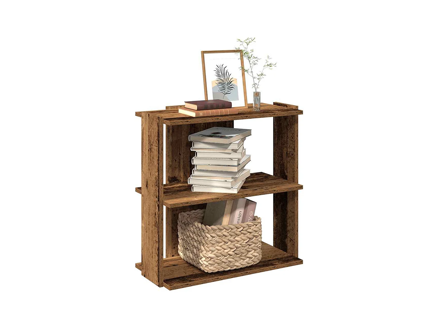 Bibliothèque | Etagère de rangement | Meuble de rangement à 3 niveaux vieux bois 60x30x60 cm bois ingénierie