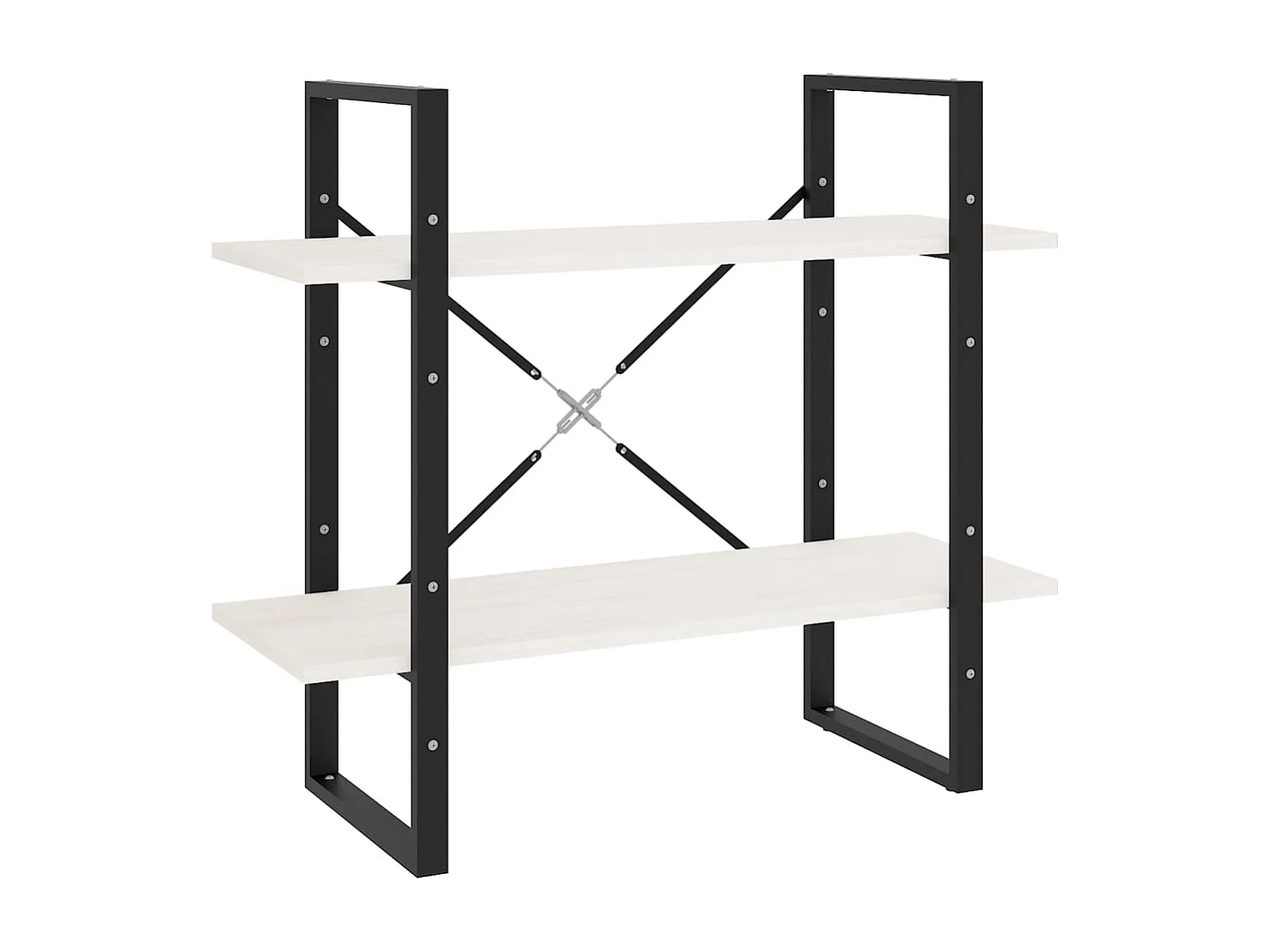 Libreria | Scaffale | Mobile di stoccaggio a 2 Ripiani Bianca 80x30x70 cm in Massello di Pino