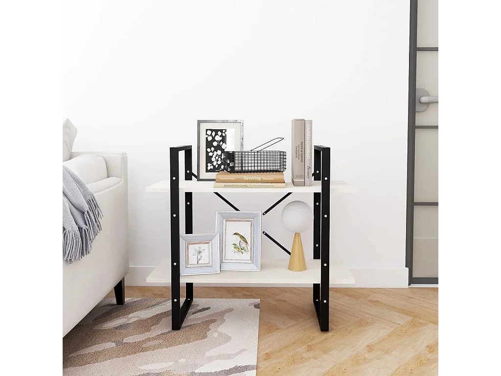 Libreria | Scaffale | Mobile di stoccaggio a 2 Ripiani Bianca 80x30x70 cm in Massello di Pino