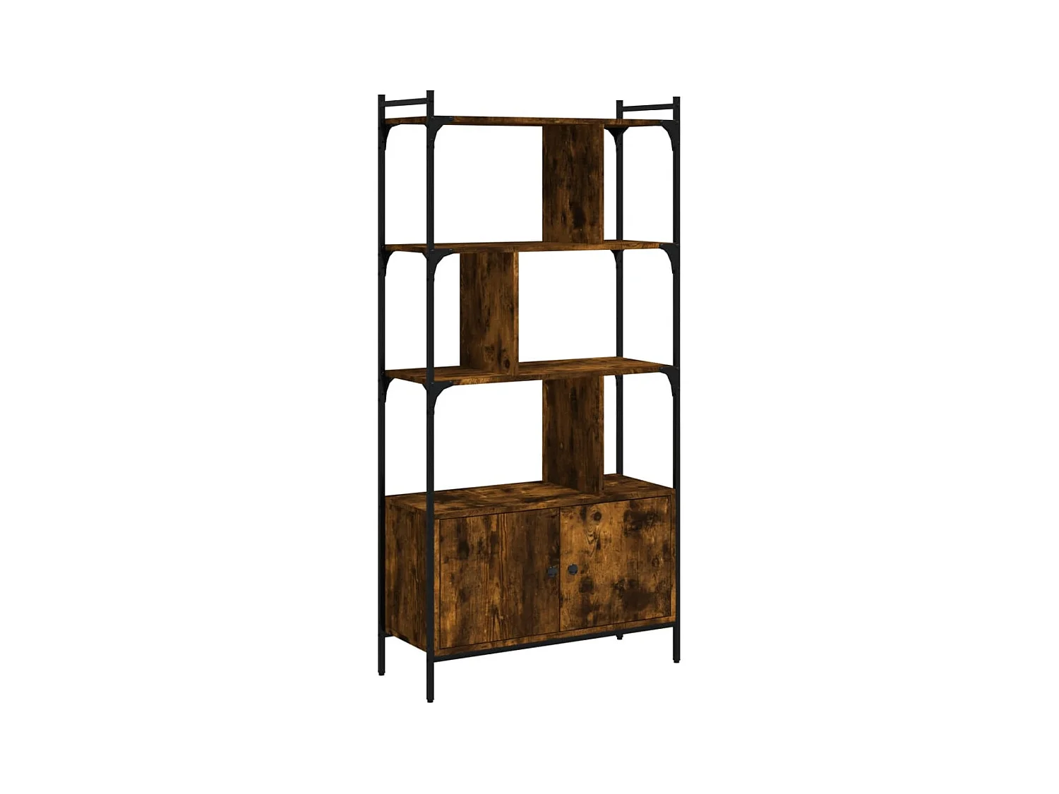 Bibliothèque | Etagère de rangement | Meuble de rangement avec portes chêne fumé 76,5x30x154,5 cm