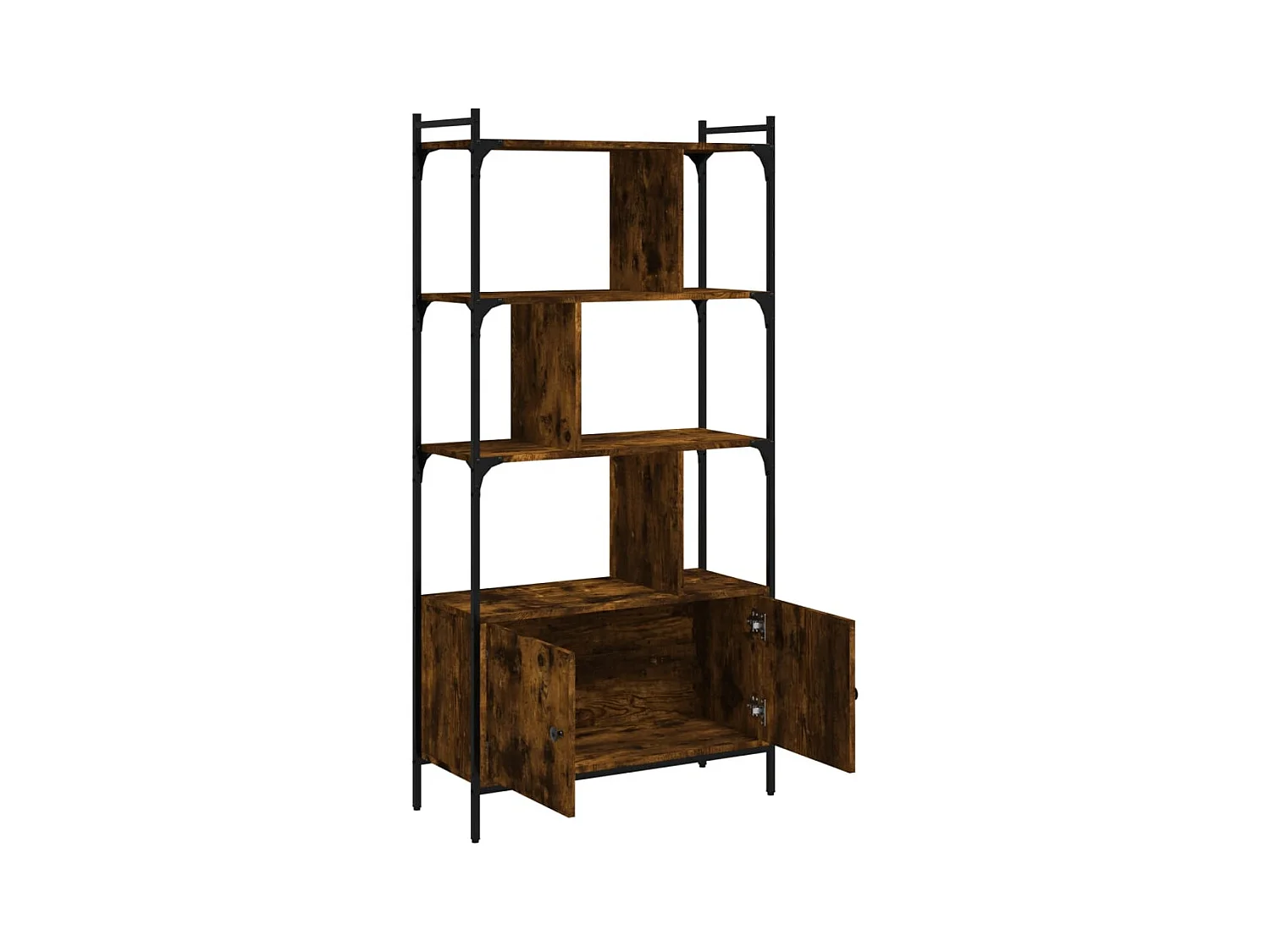 Bibliothèque | Etagère de rangement | Meuble de rangement avec portes chêne fumé 76,5x30x154,5 cm