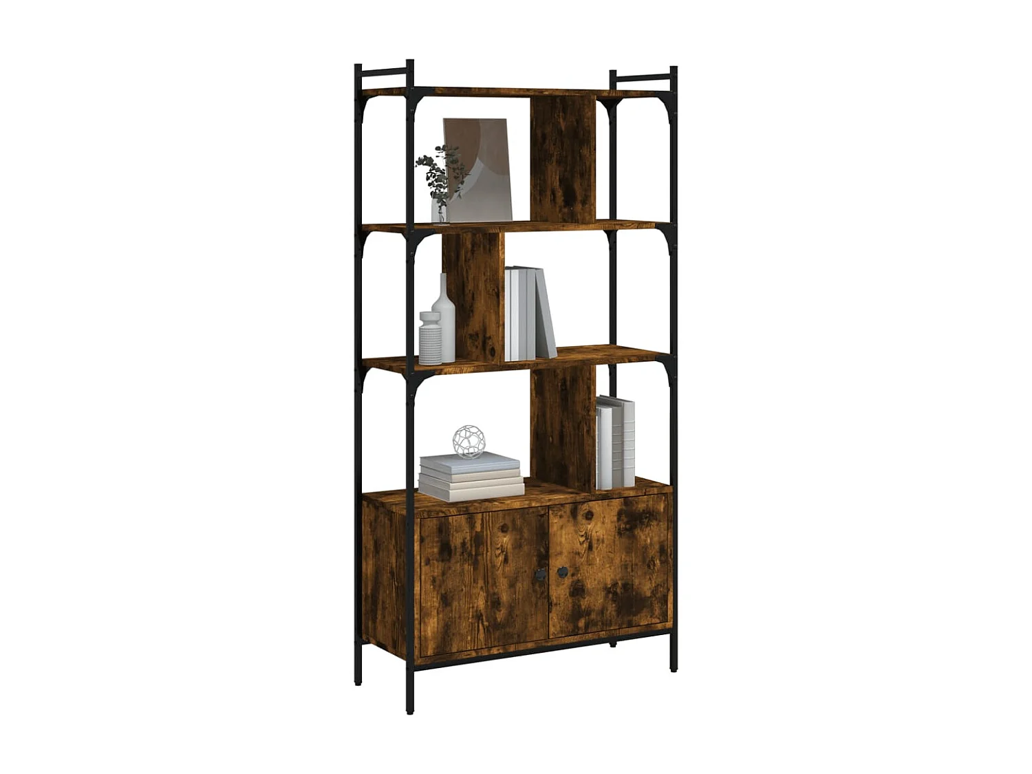 Libreria | Scaffale | Mobile di stoccaggio con Ante Rovere Fumo 76,5x30x154,5cm Legno Multistrato