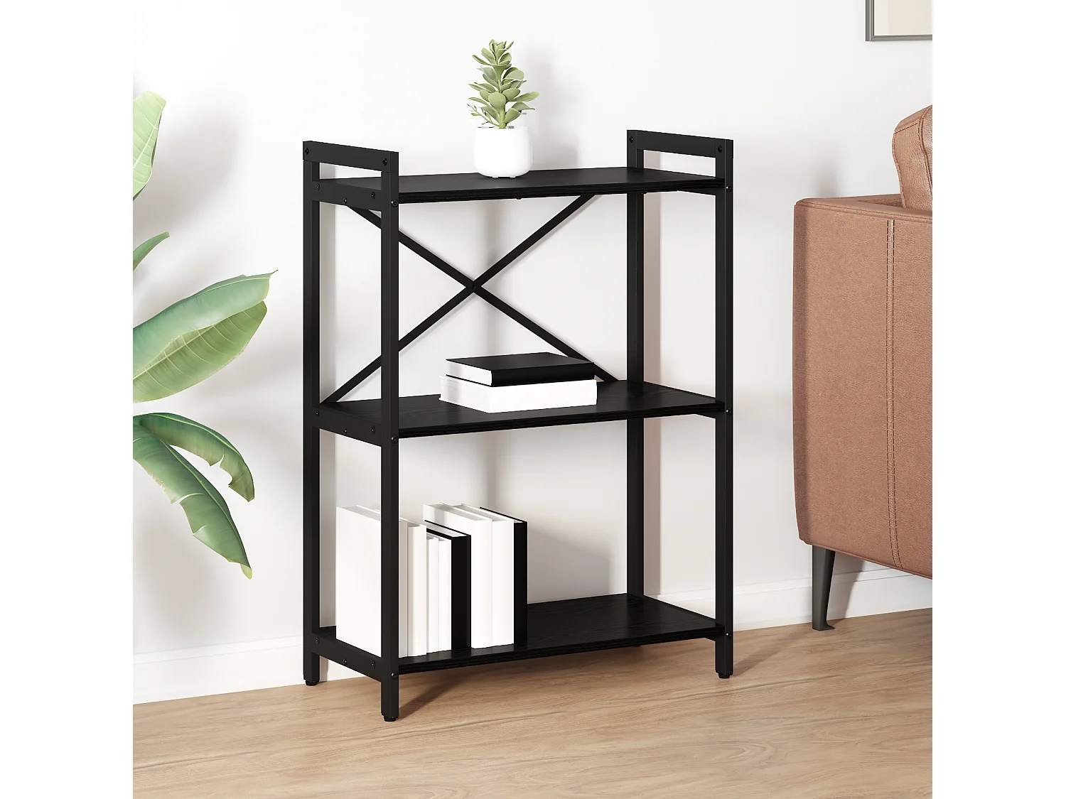 Libreria | Scaffale | Mobile di stoccaggio Rovere nero 60 x 30 x 83 cm Legno multistrato