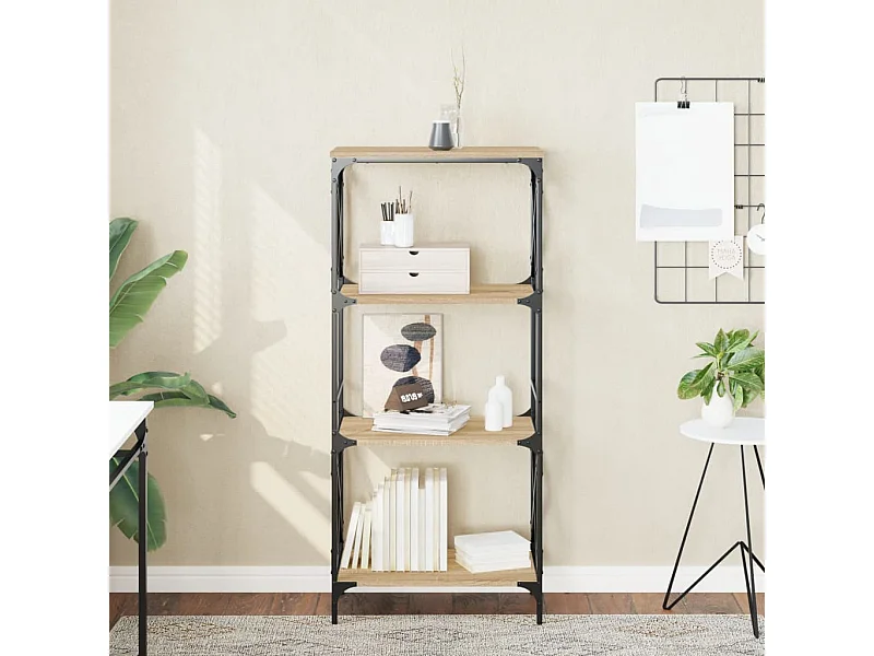 Bibliothèque | Etagère de rangement | Meuble de rangement à 4 niveaux chêne sonoma 59x35x132 cm