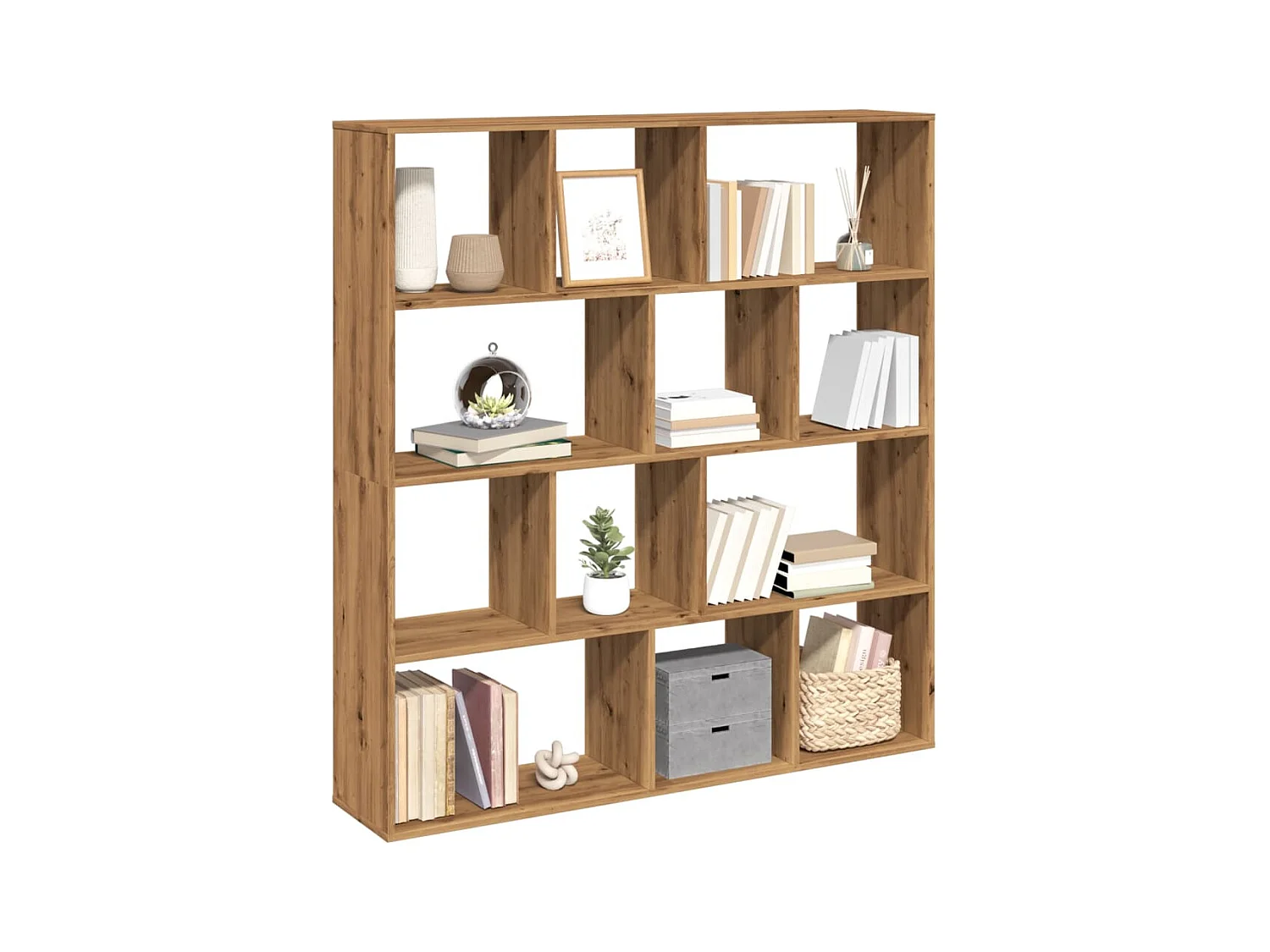 Bibliothèque | Etagère de rangement | Meuble de rangement chêne artisanal 132x29x141,5 cm bois d'ingénierie