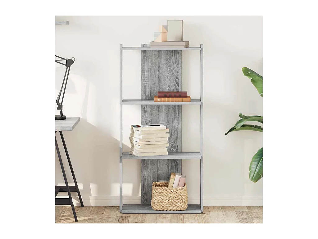 Bibliothèque | Etagère de rangement | Meuble de rangement à 3 niveaux sonoma gris 60x30x120 cm
