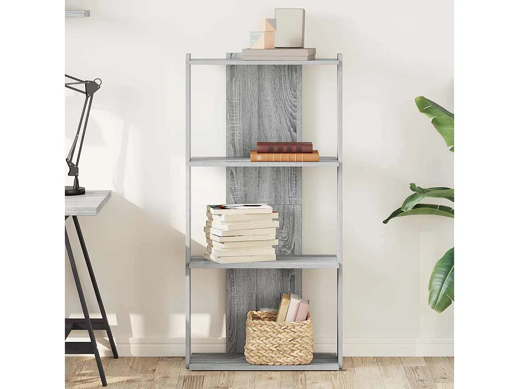 Bibliothèque | Etagère de rangement | Meuble de rangement à 3 niveaux sonoma gris 60x30x120 cm