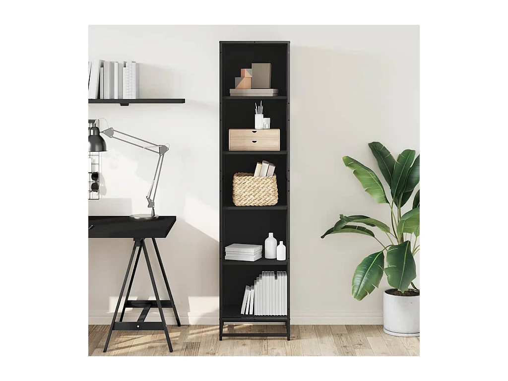 Libreria | Scaffale | Mobile di stoccaggio Nera 40x35x170,5 cm in Legno Multistrato