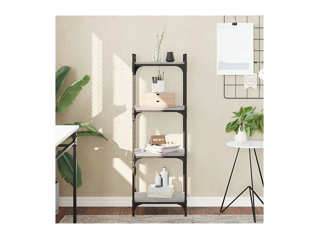 Bibliothèque | Etagère de rangement | Meuble de rangement à 4 niveaux sonoma gris 40x30x120 cm