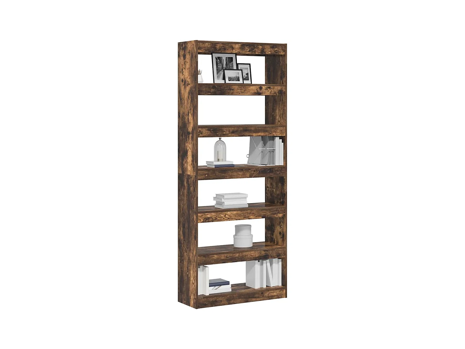 Meuble Bibliothèque | Etagère de rangement | Meuble de rangement en chêne fumé 80x30x198 cm