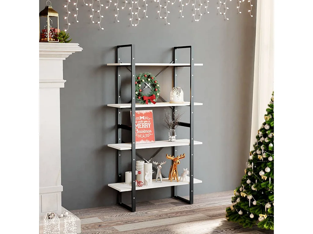 Bibliothèque | Etagère de rangement | Meuble de rangement à 4 niveaux Blanc 80x30x140 cm Bois de pin massif