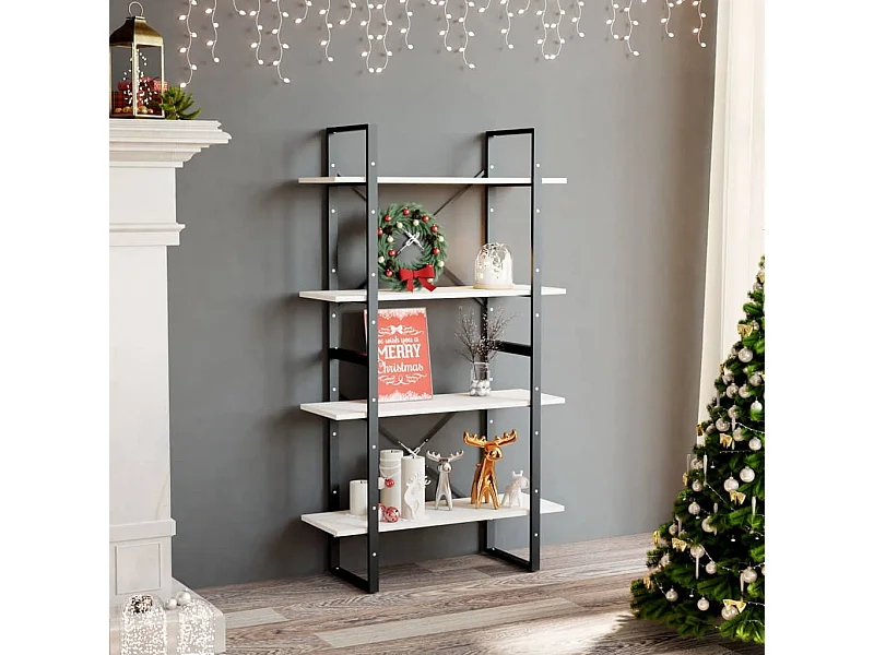 Bibliothèque | Etagère de rangement | Meuble de rangement à 4 niveaux Blanc 80x30x140 cm Bois de pin massif