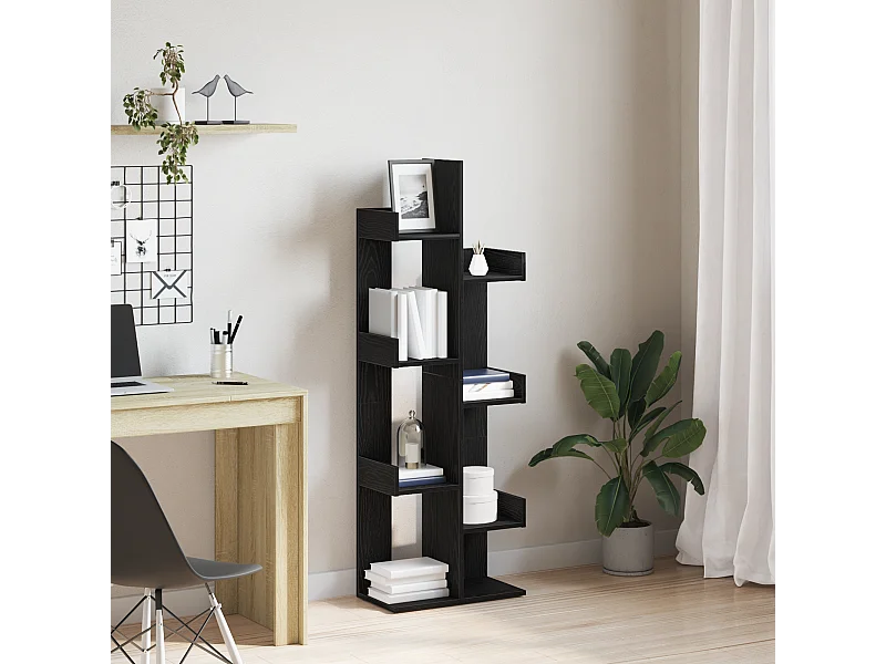 Bibliothèque | Etagère de rangement | Meuble de rangement en Chêne Noir 48x25,5x140 cm