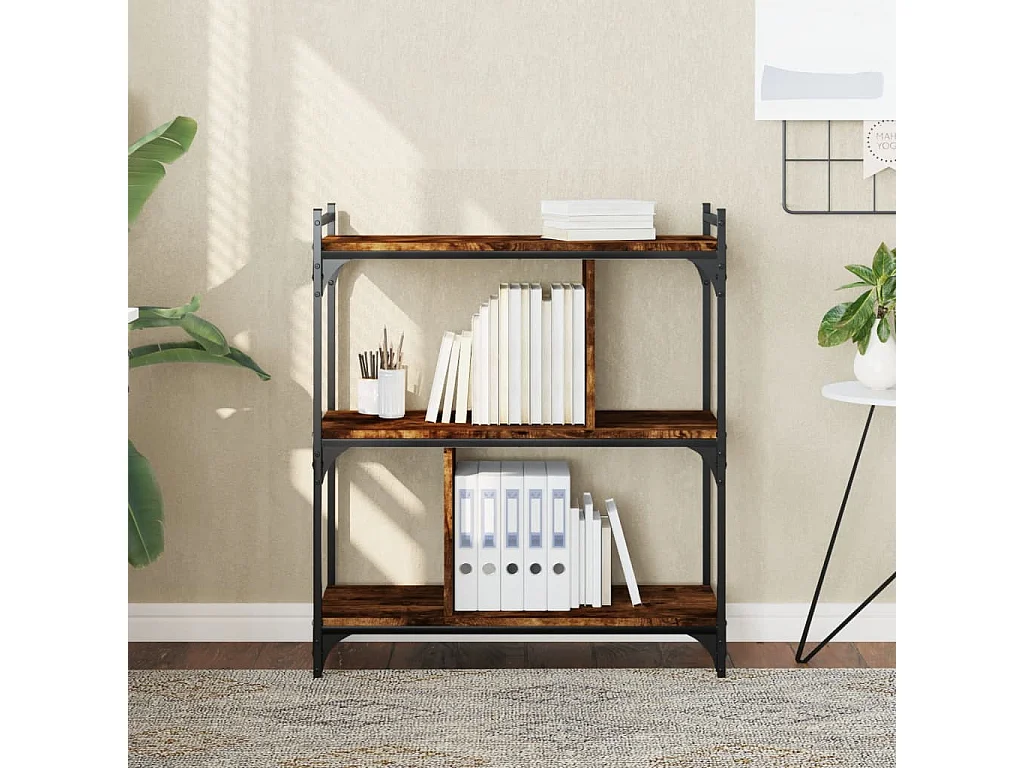 Libreria | Scaffale | Mobile di stoccaggio Rovere Fumo 3 Ripiani 76x32x88 cm Legno Multistrato