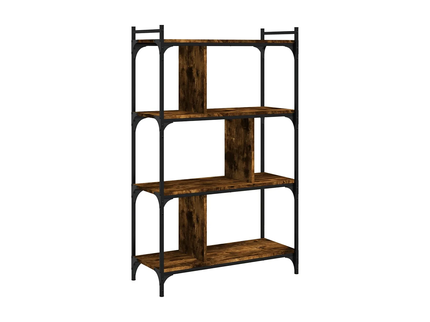 Bibliothèque | Etagère de rangement | Meuble de rangement 4 niveaux chêne fumé 76x32x123cm bois d'ingénierie