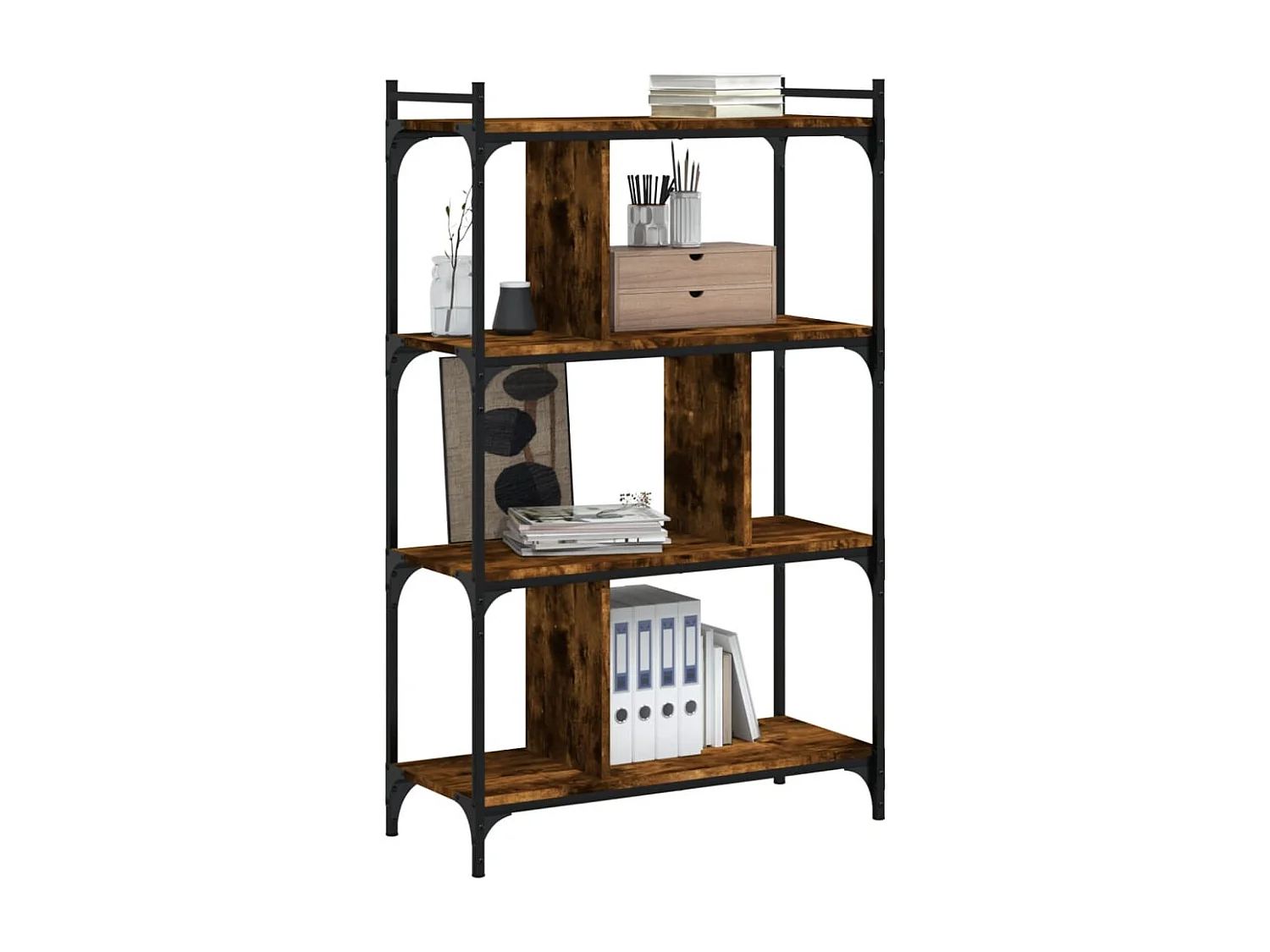 Libreria | Scaffale | Mobile di stoccaggio Rovere Fumo 4 Ripiani 76x32x123 cm Legno Multistrato