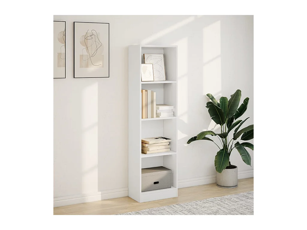 Bibliothèque | Etagère de rangement | Meuble de rangement blanc 40x24x143 cm bois d'ingénierie