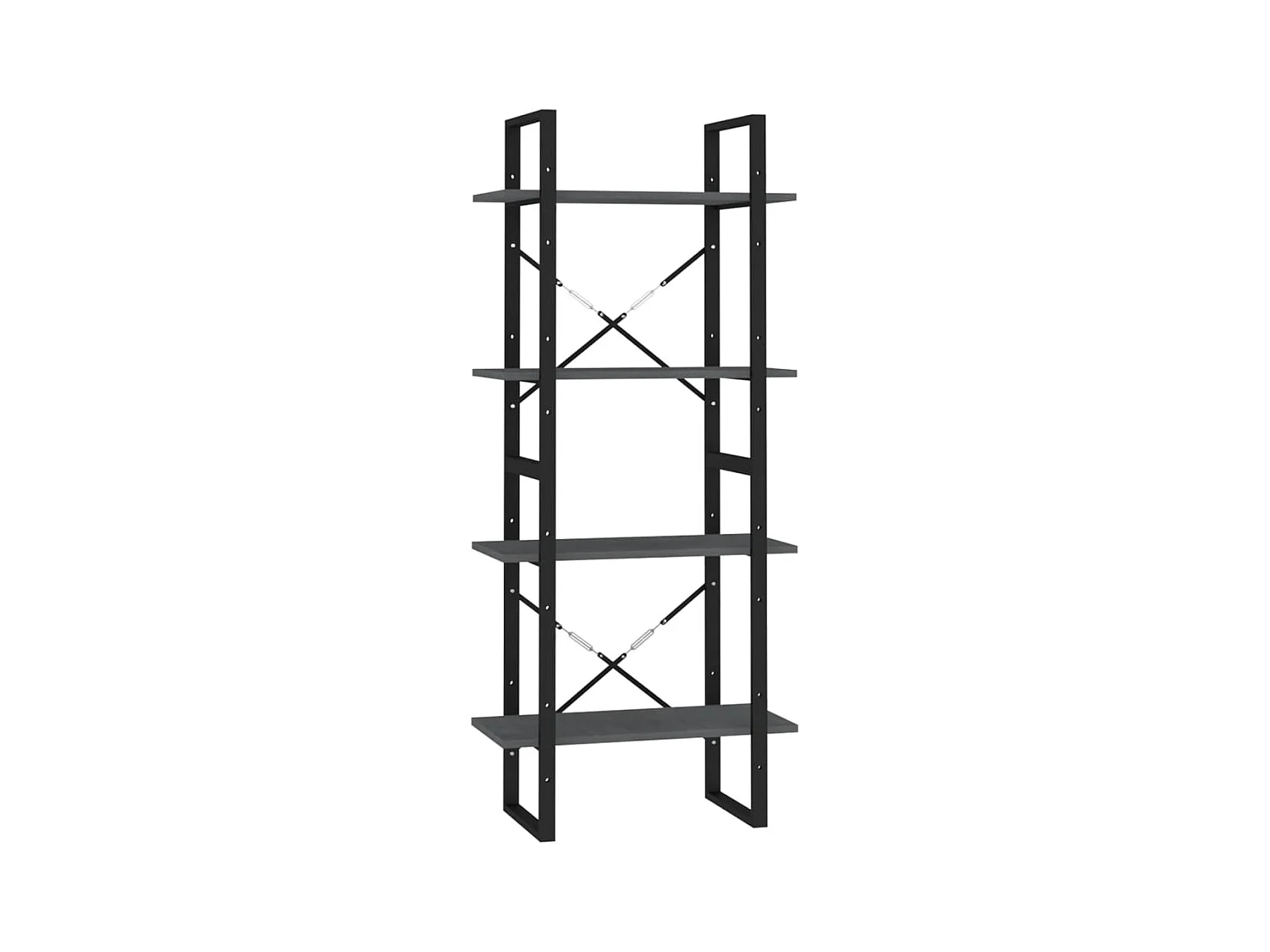 Bibliothèque | Etagère de rangement | Meuble de rangement à 4 niveaux Gris 60x30x140 cm Bois de pin massif