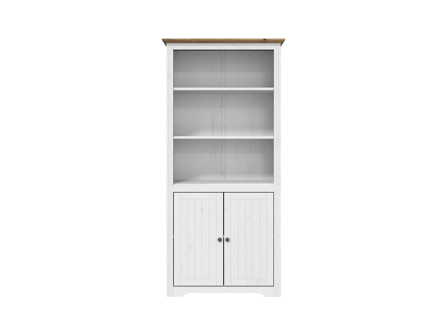 Libreria | Scaffale | Mobile di stoccaggio BODO 82x40x173 cm Legno Massello Pino Bianco e Marrone