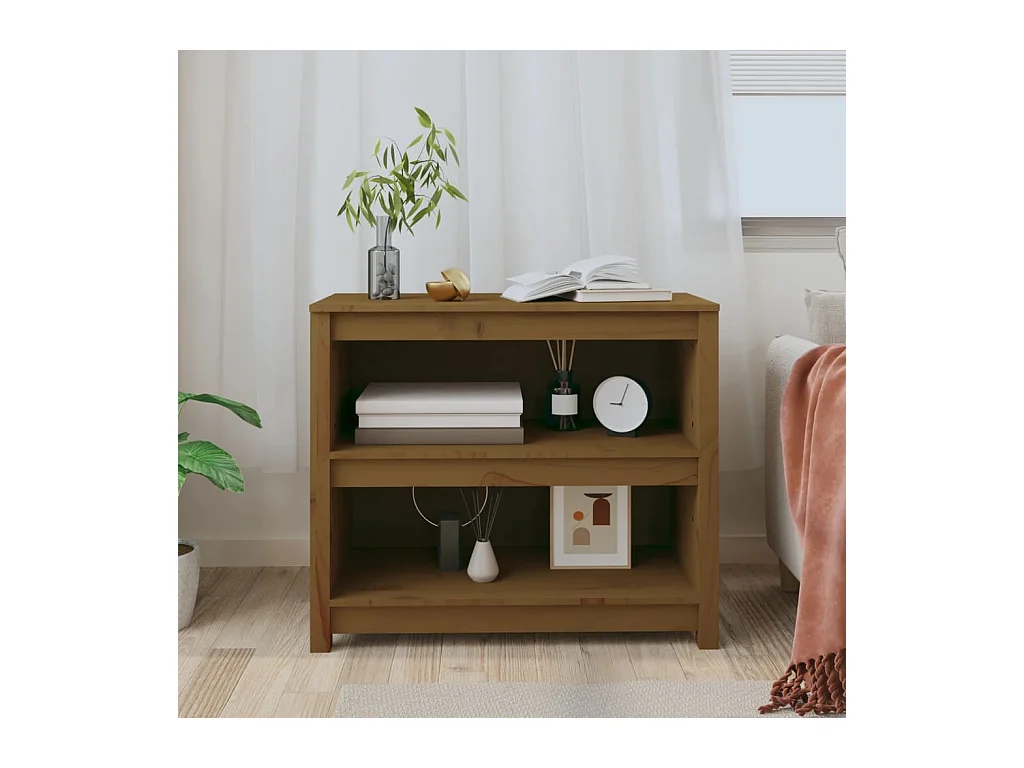Bibliothèque | Etagère de rangement | Meuble de rangement Marron miel 80x35x68 cm Bois de pin massif