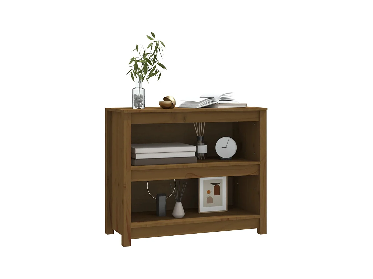 Bibliothèque | Etagère de rangement | Meuble de rangement Marron miel 80x35x68 cm Bois de pin massif