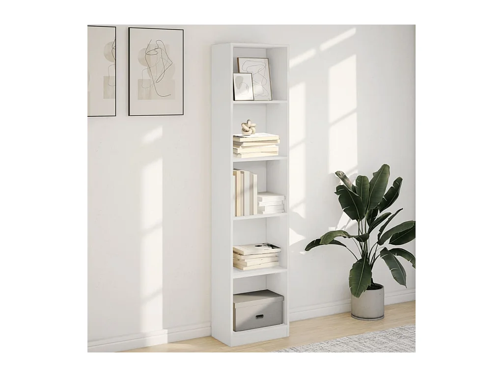 Bibliothèque | Etagère de rangement | Meuble de rangement blanc 40x24x176 cm bois d'ingénierie