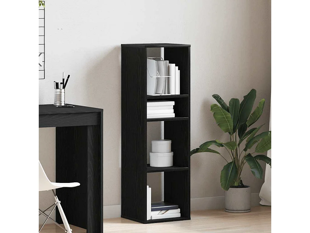 Libreria | Scaffale | Mobile di stoccaggio Nera 34x31x112 cm in Legno Multistrato