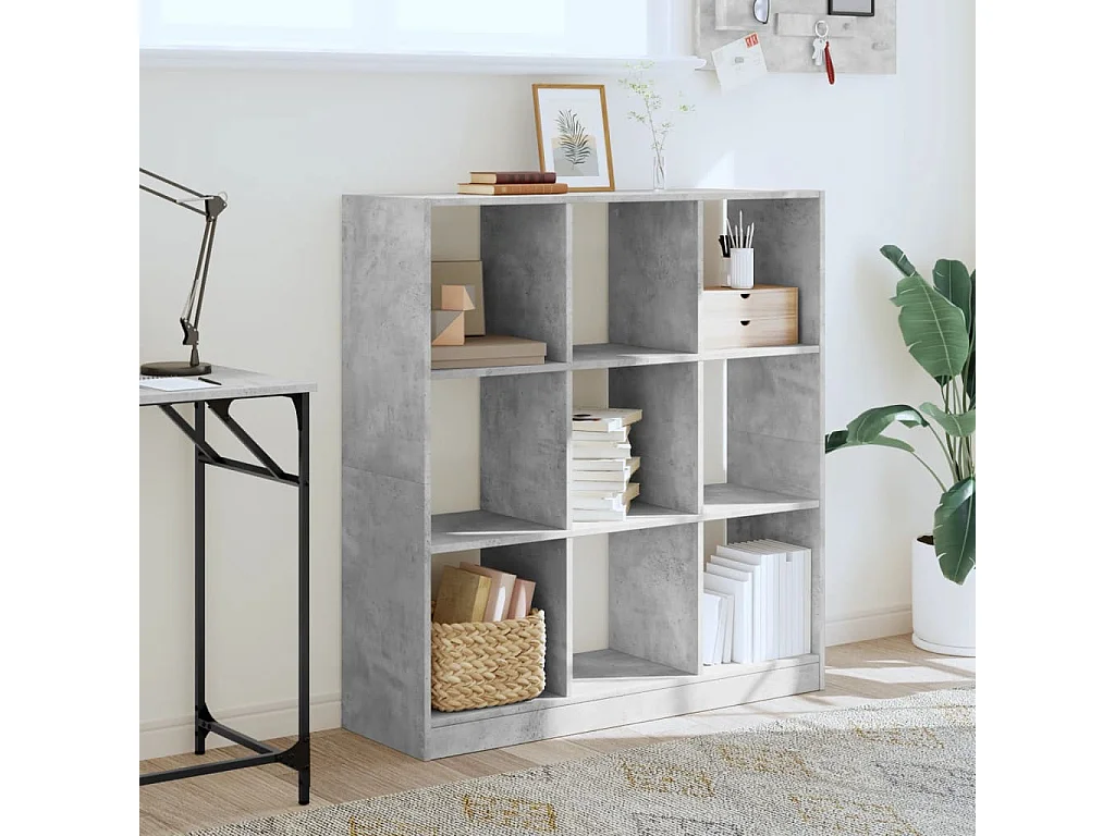Libreria | Scaffale | Mobile di stoccaggio Grigio Cemento 102x32x108 cm in Legno Multistrato