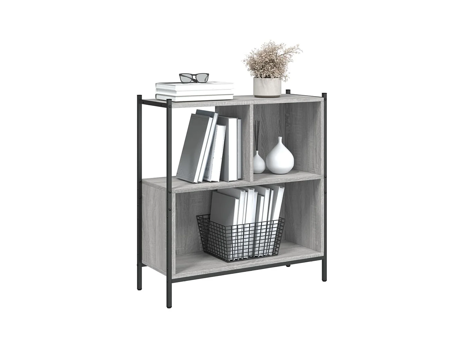 Bibliothèque | Etagère de rangement | Meuble de rangement sonoma gris 72x28x77,5 cm bois d'ingénierie