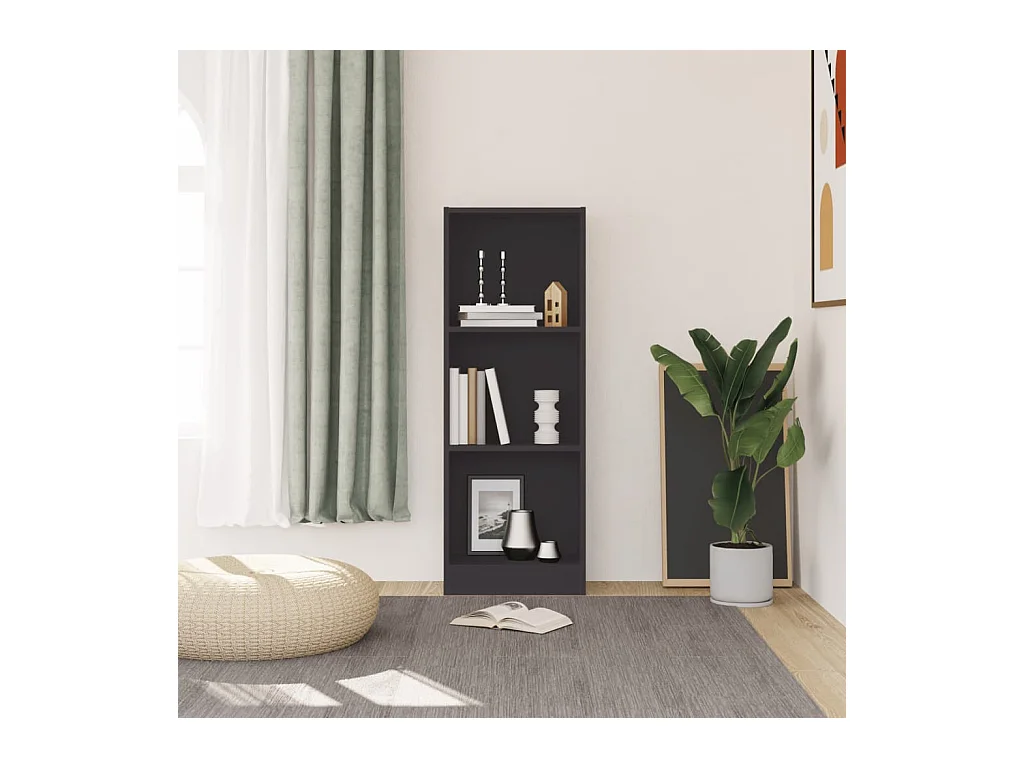 Bibliothèque | Etagère de rangement | Meuble de rangement à 3 niveaux gris 40x24x109 cm bois d'ingénierie
