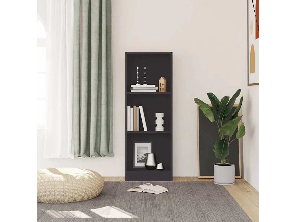 Libreria | Scaffale | Mobile di stoccaggio a 3 Ripiani Grigia 40x24x109 cm in Legno Multistrato