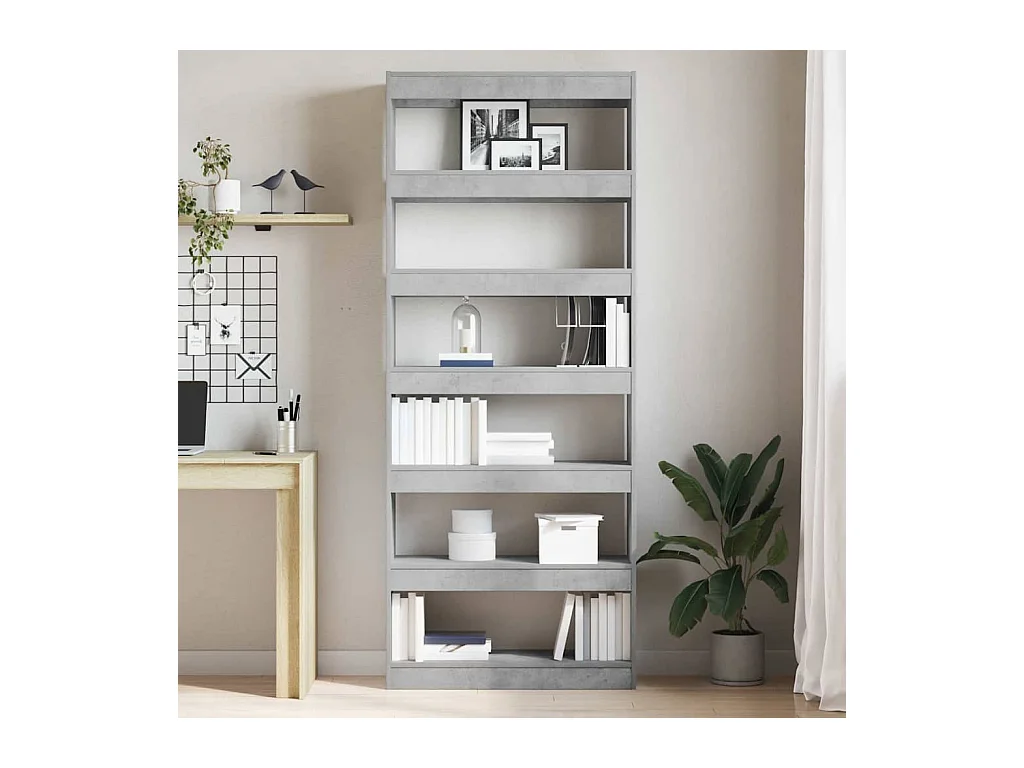 Bibliothèque | Etagère de rangement | Meuble de rangement en béton gris 80x30x198 cm
