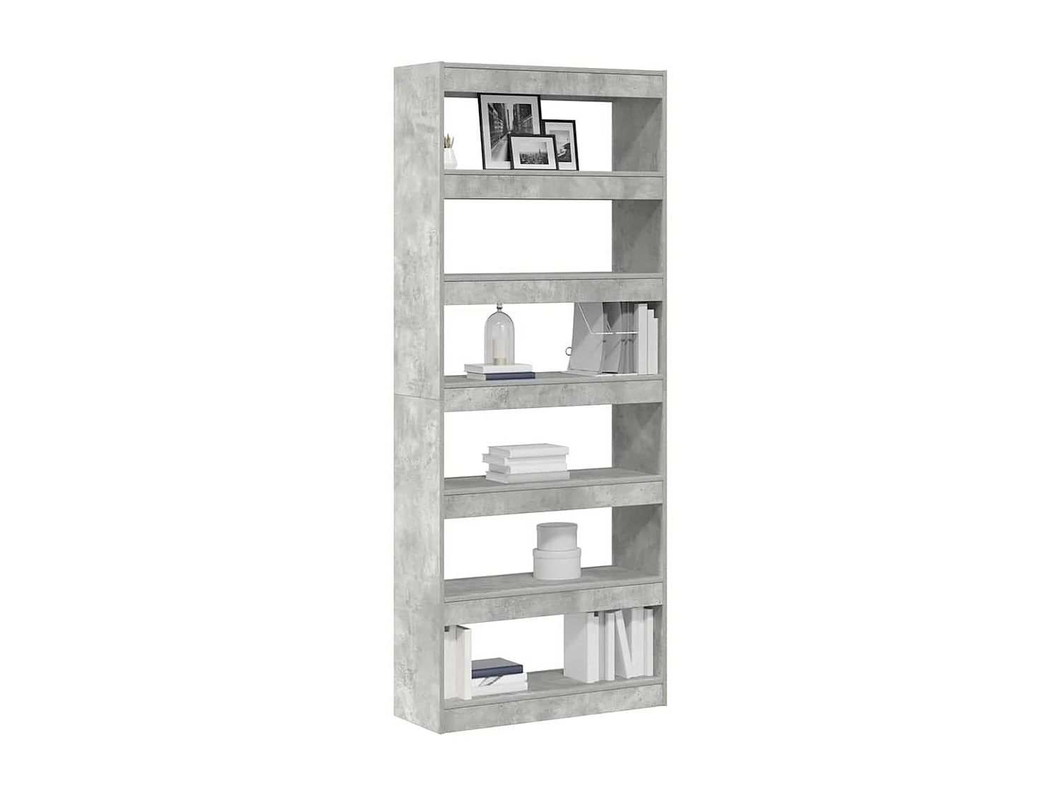 Mobile Libreria | Scaffale | Mobile di stoccaggio Divisore Grigio Cemento 80x30x198 cm